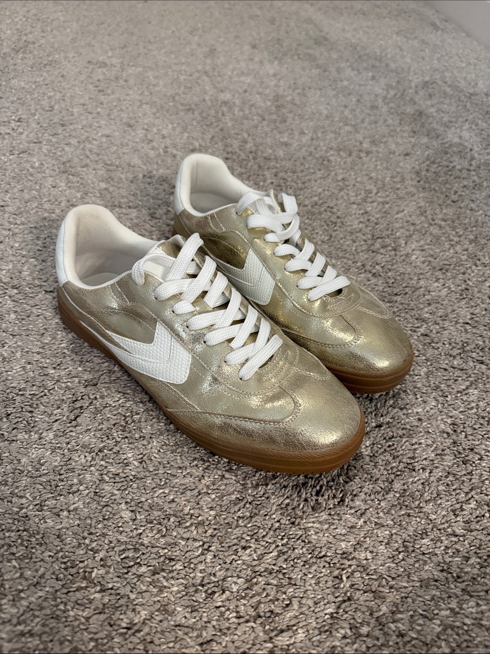 Dolce Vita Metallic Gold Sneakers with White Accent